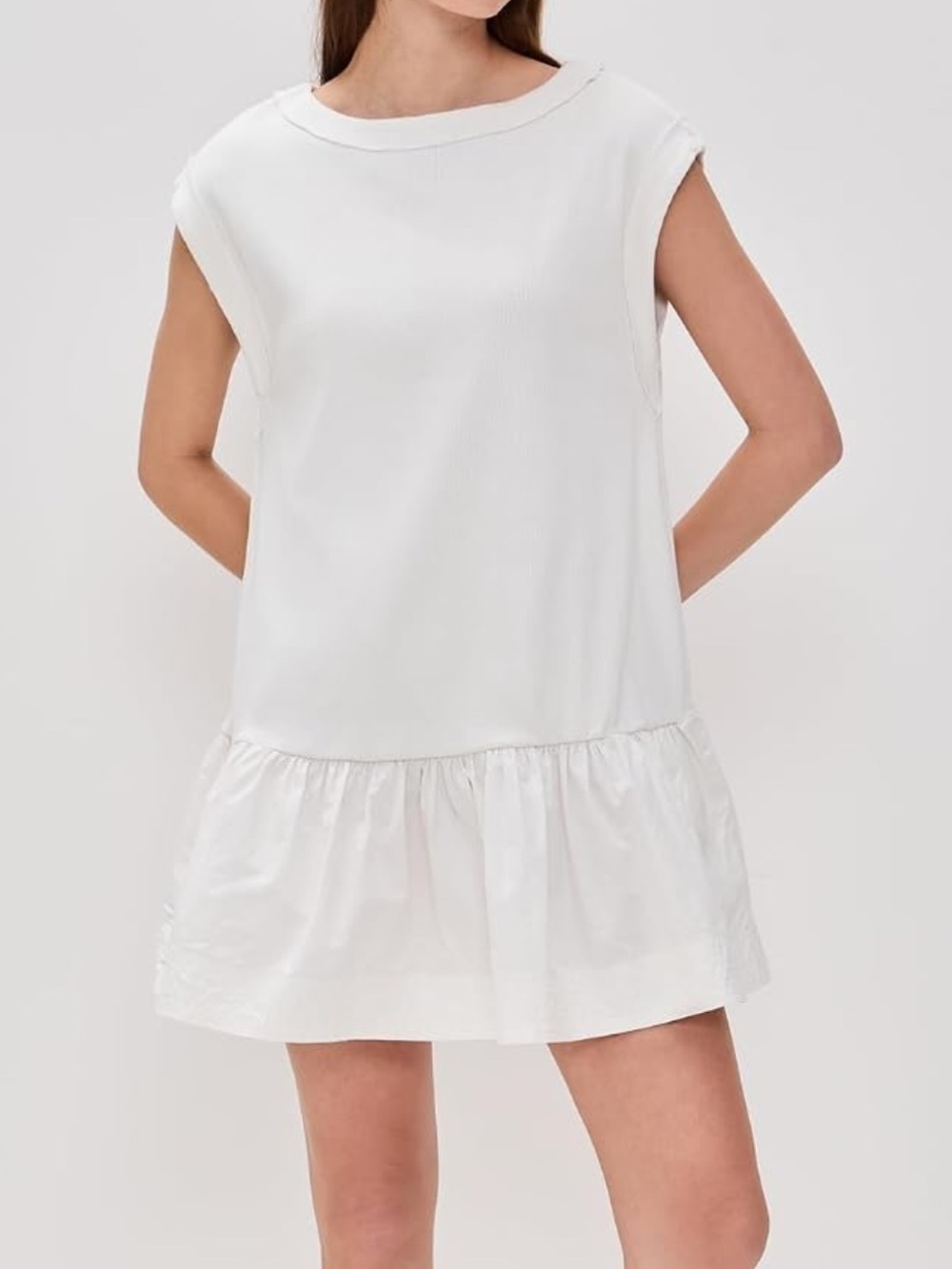 White Cap Sleeve Tshirt Dress
